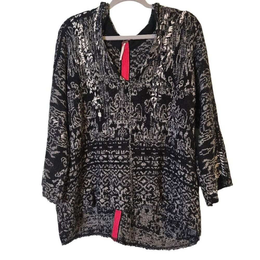 Free People black/gray hooded oversized, boxy sweater. S. #1013